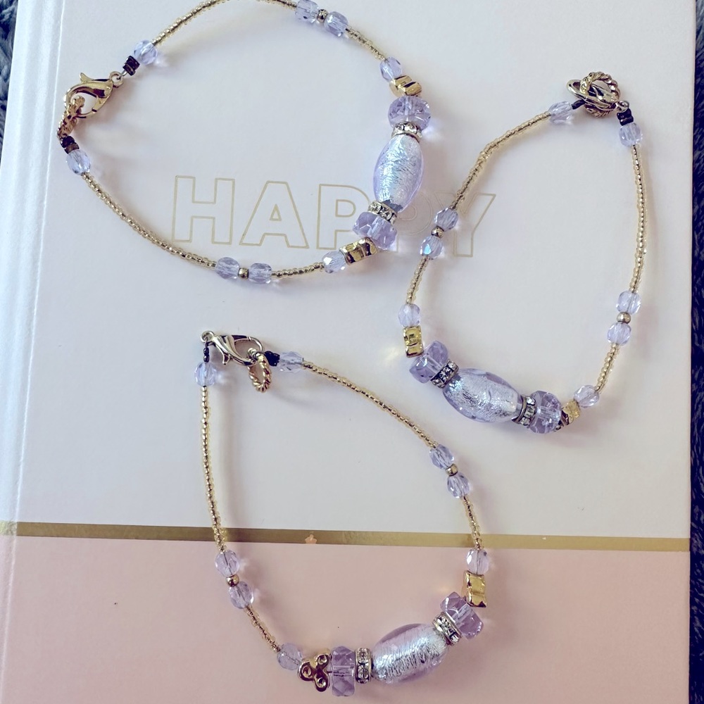 NWT Lavender Iridescent Beaded Bracelet Bundle